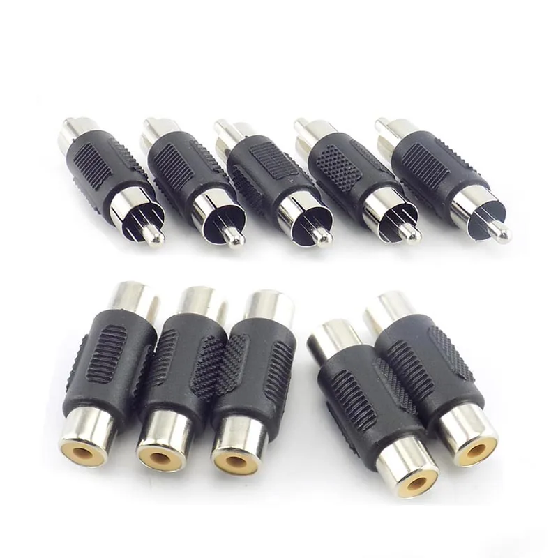 

5pcs RCA Female To Female Jack Plug Connector Adapter Male To Male RCA Connector Video Audio Extender Cord Cable Converter