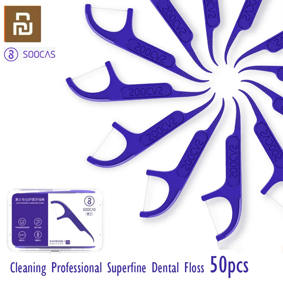 Original Soocas Dental Floss Daily Tooth Cleaning Professional Superfine 50pcs/set
