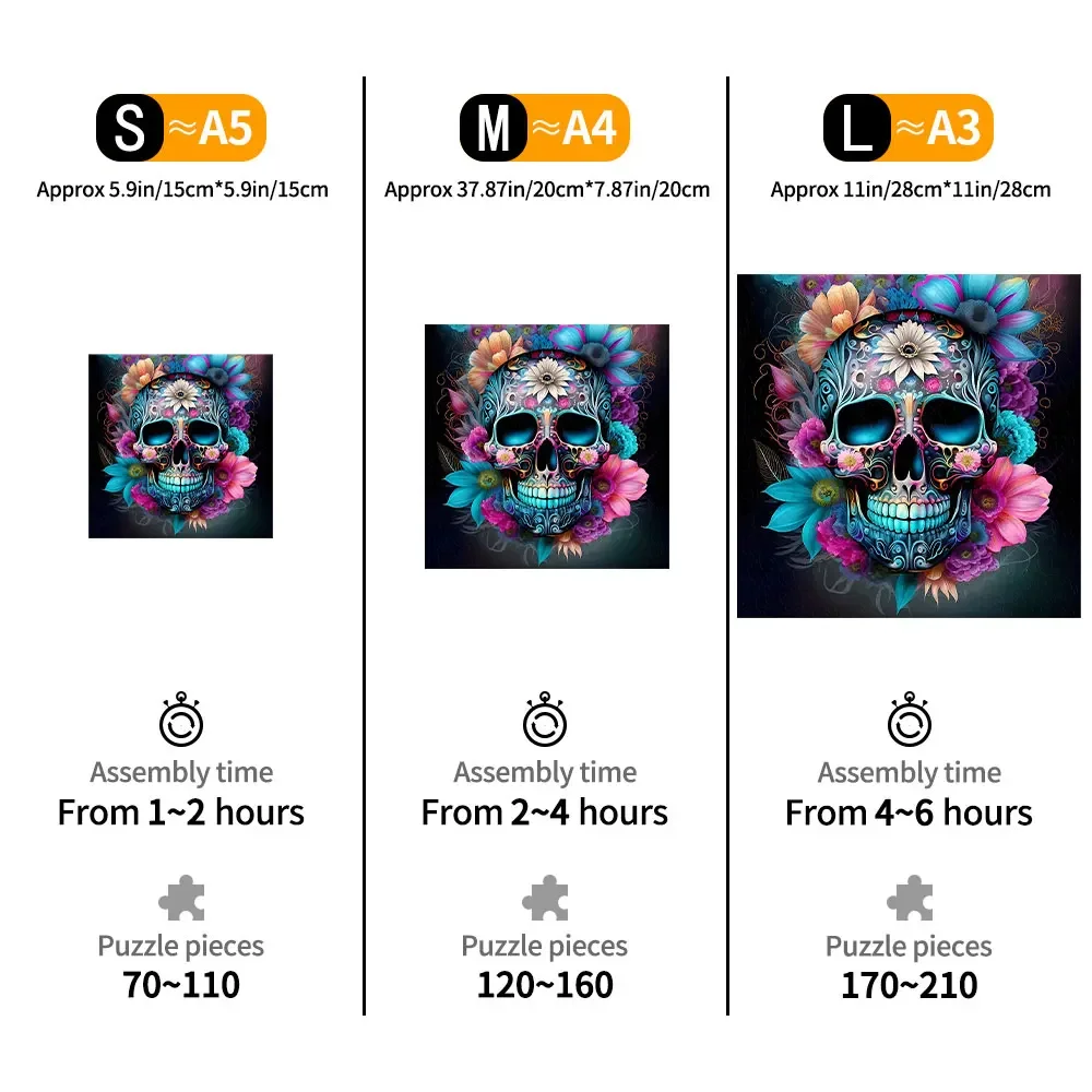 Halloween Skull Wooden Jigsaw Puzzles Special-shaped Animal Jigsaw Puzzles For Adults Decompression Round Super Hard High 6