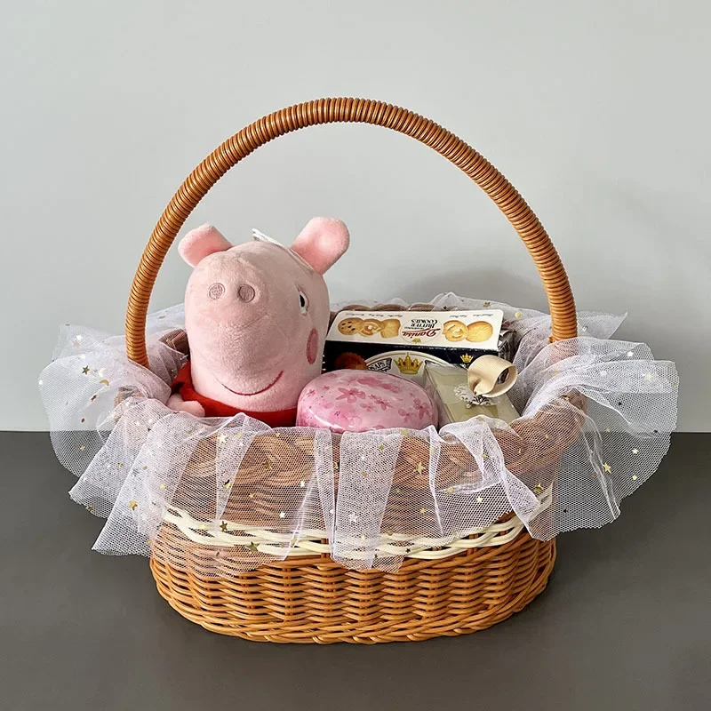 Fruit Vegetable Storage Basket with Handle Laundry Rattan Basket Clothes Baskets Rattan Basket Large Shopping Baskets 6