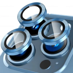 Premium Camera Lens Protector with Metal Ring - 2 or 3 Pack - 15 15Plus (Blue)