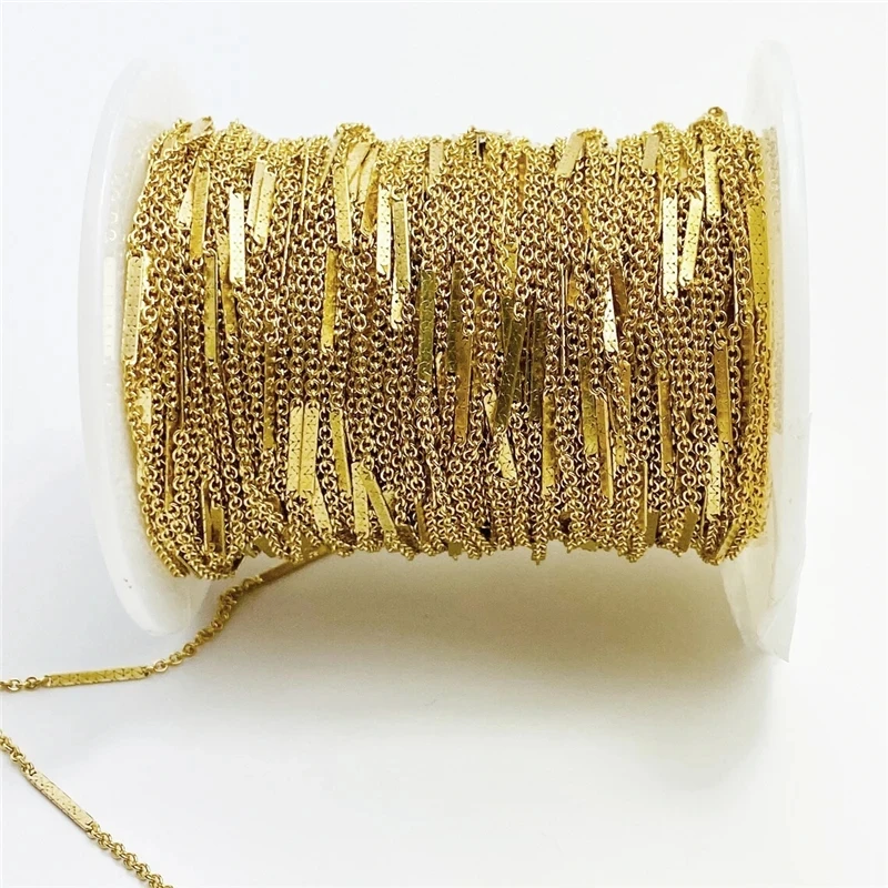 14K Gold Filled Chain By Foot Unfinished Flat Bar Cable