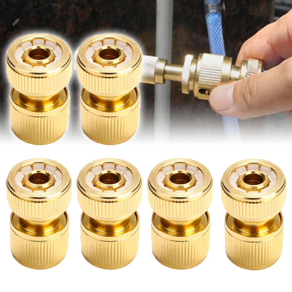 

6pcs Brass-Coated Hose Adapter, 1/2" Quick Connect Swivel Connector Garden Hose Coupling Systems for Watering Irrigation