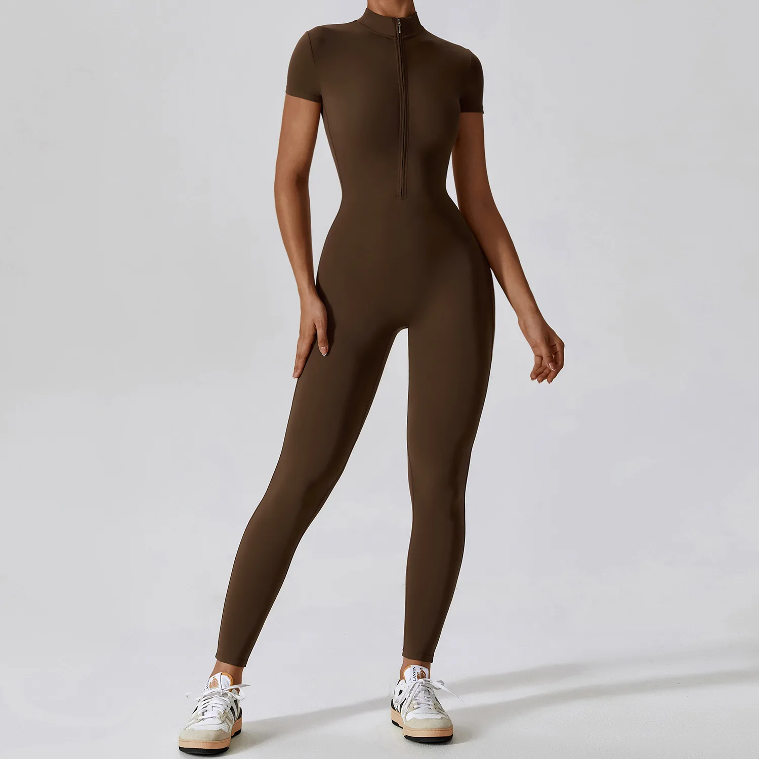 Gym Workout Set Yoga Set Fitness Set Fitness Jumpsuit Sportswear Set Fitness One Piece Wear Sports Set Women Sportswear Zipper Rompers Sports Jumpsuit Woman Fitness Overalls Workout Yoga Set Female Gym Short Sleeve One-Piece Suit