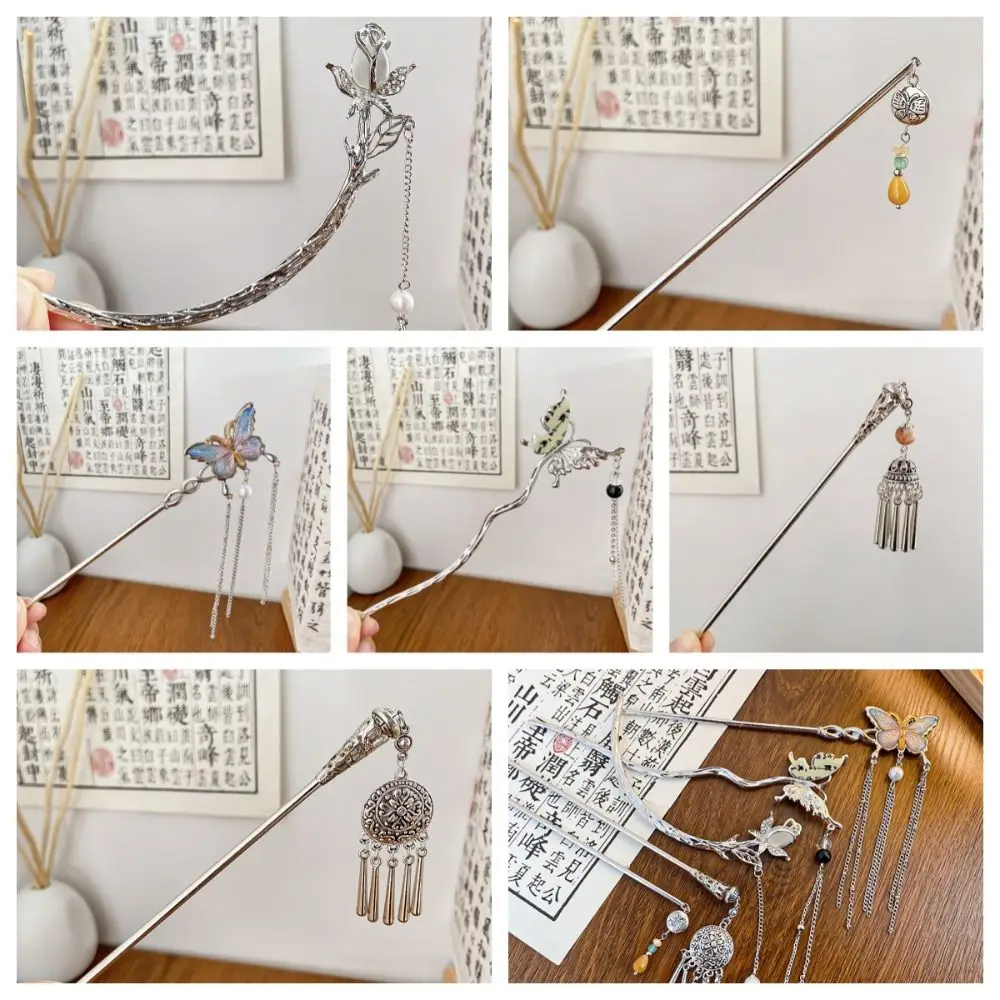 

Tassel Butterfly Hair Stick Elegant Hair Fork Metal Hanfu Hair Stick Hair Chopsticks Chinese Style Geometry Hair Clip Party