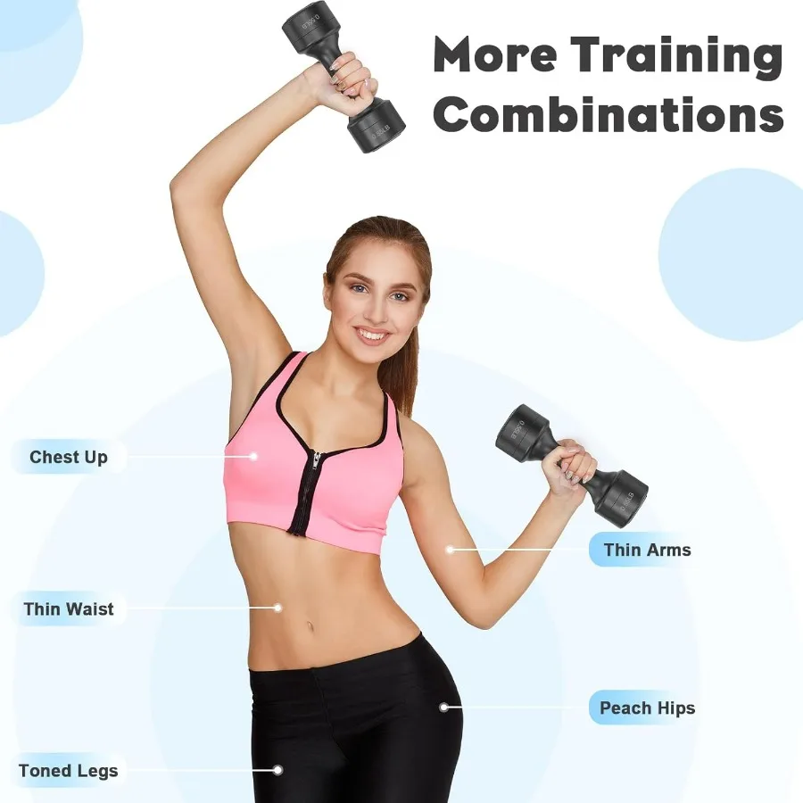 Adjustable Dumbbell Set of 2, 11Lb/Pair Weights Dumbbells for Women, Each 2.2lb, 3.3lb, 4.4lb, 5.5lb Hand Weights Set for Home G