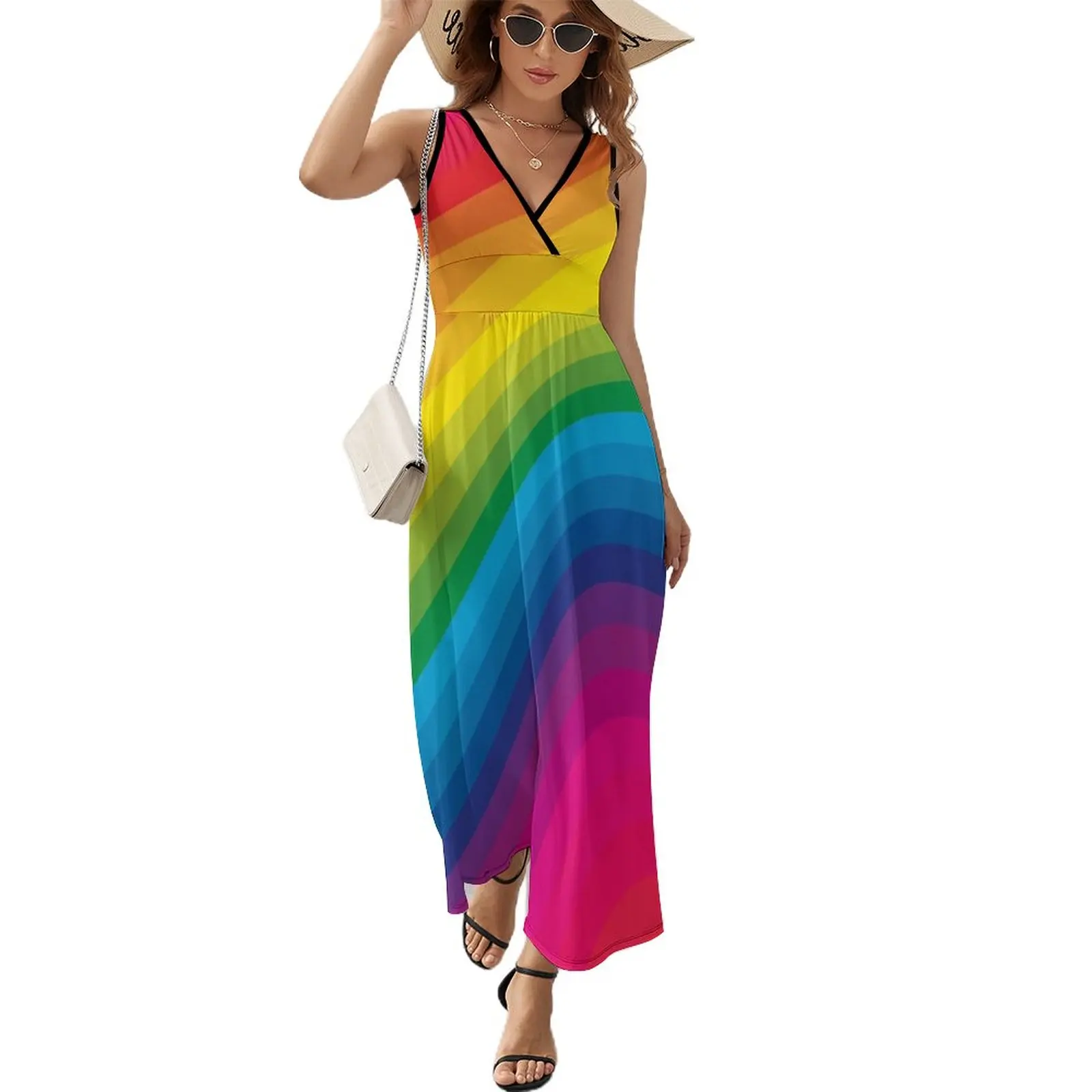 

Rainbow Sleeveless Dress summer clothes women clothing 2024 new arrivals Dresses for wedding party evening dress woman