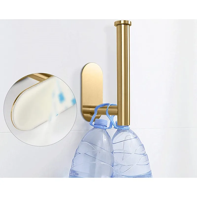 No Punching Wall Mounted Toilet Paper Holder Rustproof Anticorrosion Stainless Steel Bathroom Kitchen Roll Paper Toilet Holder
