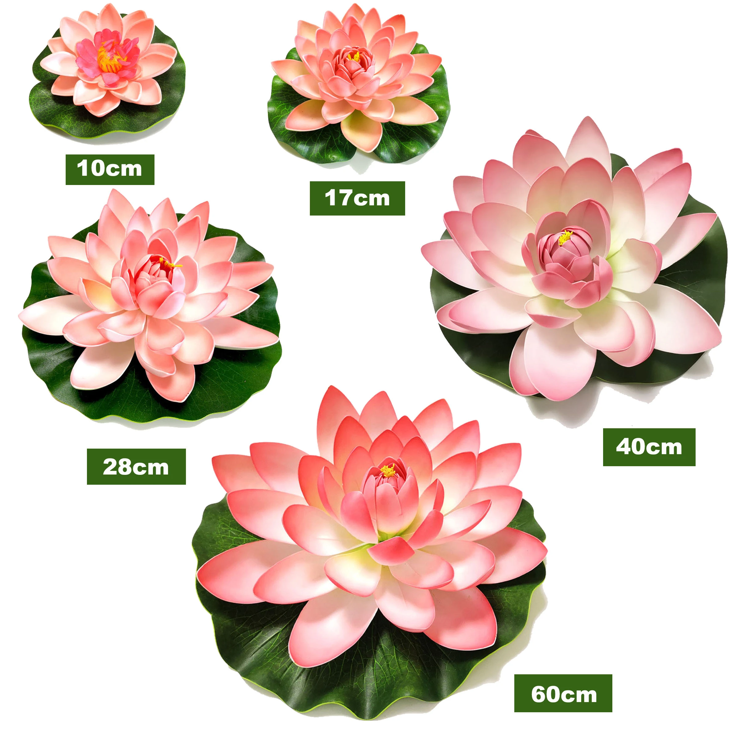 10/17/28/40/60cm Lotus Artificial Flower Floating Fake Lotus Plant