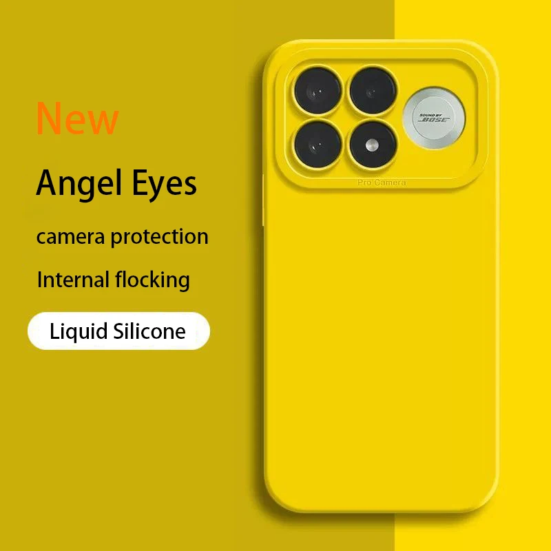 Luxury Liquid Silicone Camera Protection Phone Case with Angel Eyes Design