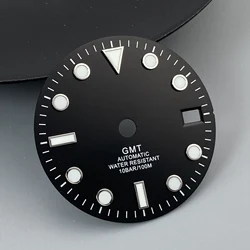 Luminous GMT Single Calendar Watch Dial, 28.5mm, No Logo - NO logo (Black White)
