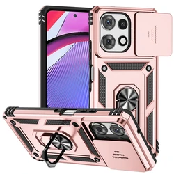 Heavy Duty Armor Ring Holder Slide Lens Protect Shockproof Case Cover for G Stylus 5G 2026 (Rose Gold)