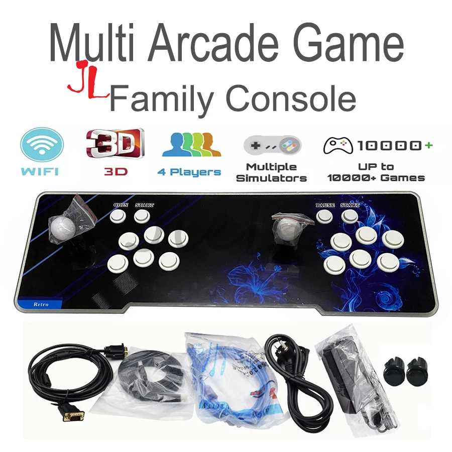 

3D Pandora SAGA Wifi Arcade Stick Game Console Built-in CX/DX/EX Box 9S 12/14 8000/10000 In 1 with 2 Players Joystick HDMI to TV