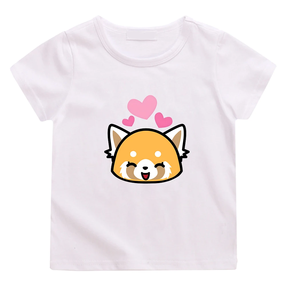 

Aggretsuko Retsuko Kawaii Graphic Tee-shirt 100% Cotton Short Sleeve Children T-shirts Boys/Girls Casual Cute Tshirt Casual Tees