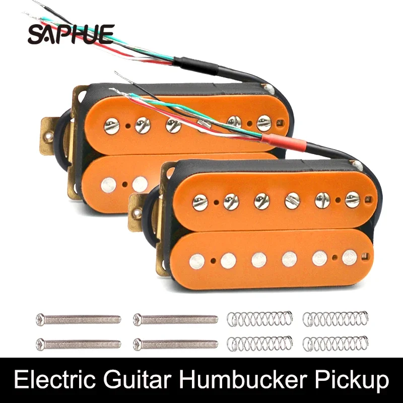

Электрическая гитара с двойной катушкой, Humbucker, электрическая гитара, Женская или Шейная гитара для выбора оранжевого/темно-синего/коричного цвета