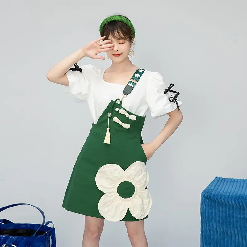Tie Hua One Shoulder Shoulder Strap Dress for Women's 2024 Summer New Design Sense, Small Group Student Slimming Dress