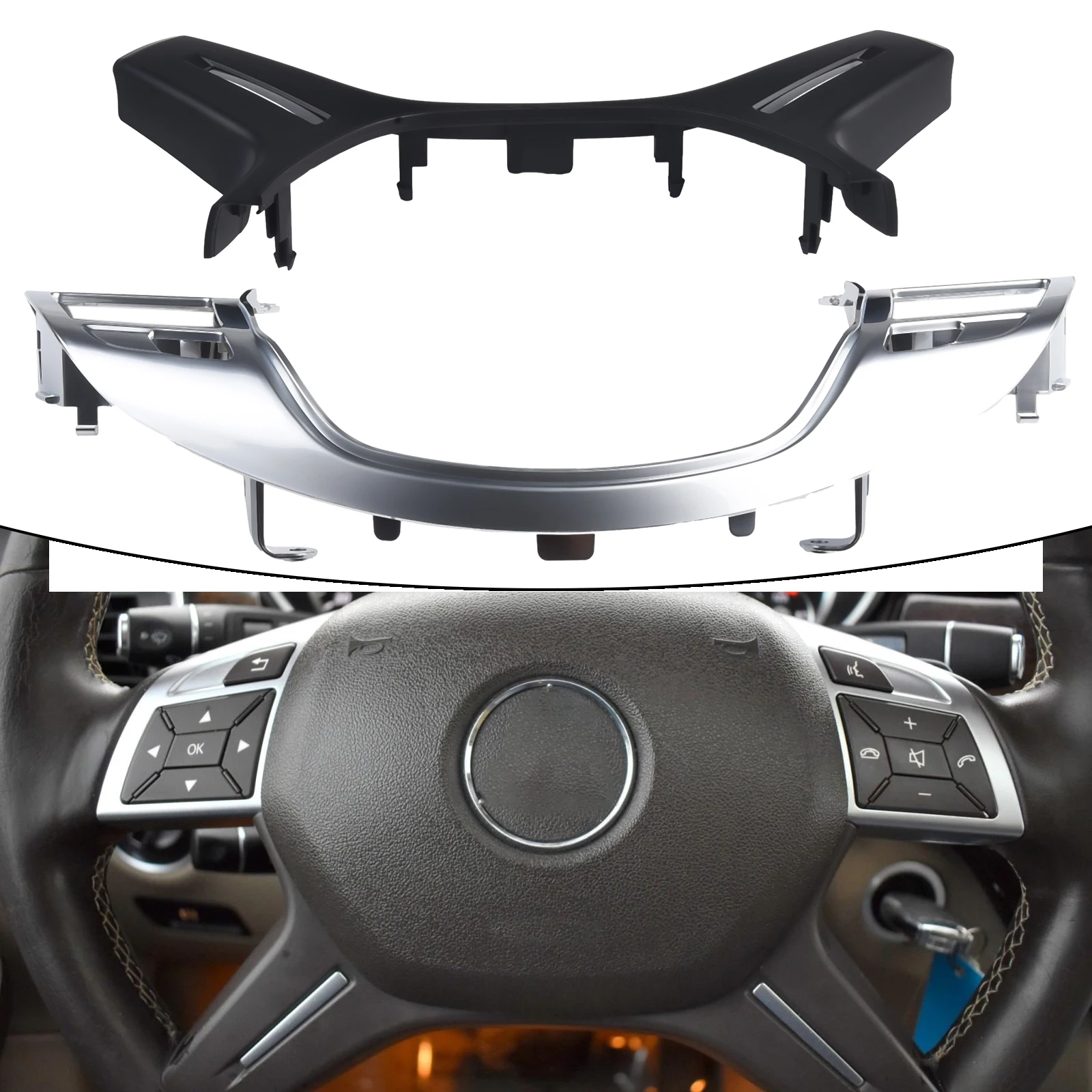 

Panel Trim Wheel Cover Upgraded 1pcs ABS Black/Moka/Dark Gray Interior Accessories Steering Wheel Practical Durable