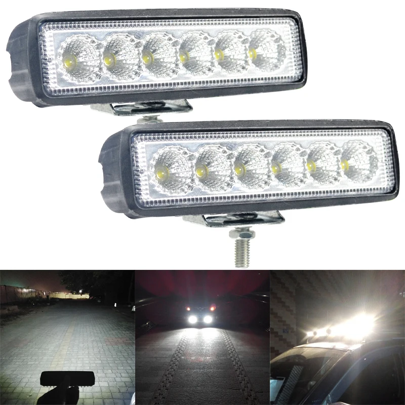 1/2Pcs LED Bar Motorcycle Fog Lamp Work Light Floodlight Lamp 6SMD Universal For ATV Truck Tractor 4×4 Accessories Off Road 12V