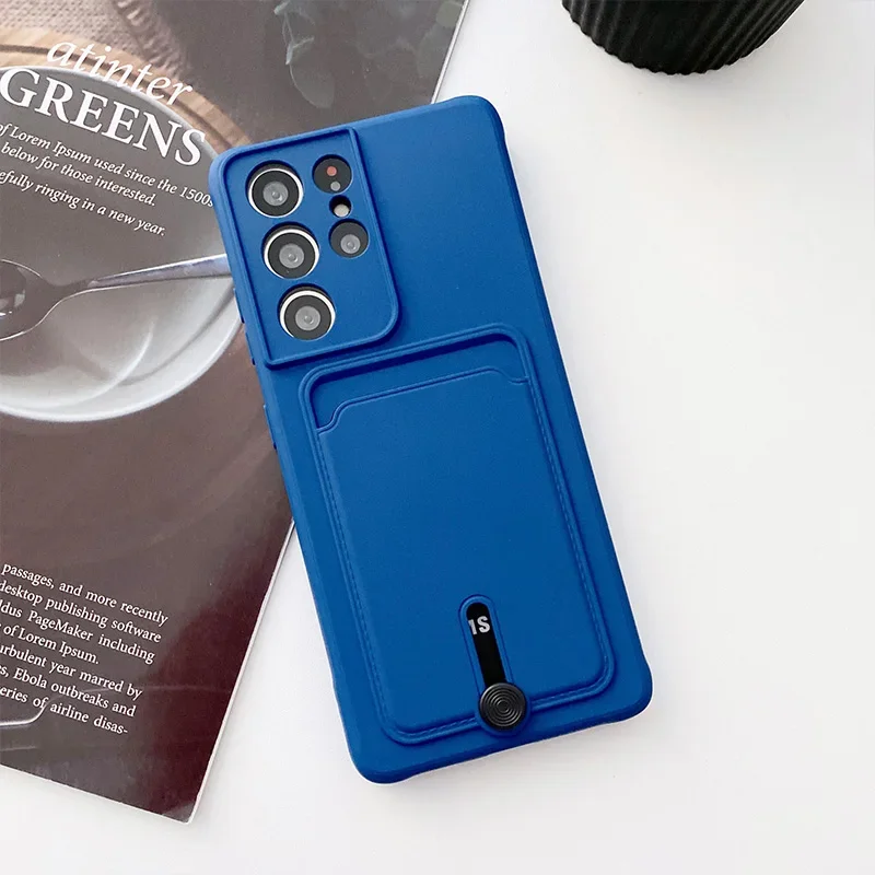 Premium Fine Hole Sliding Card Holder Silicone Phone Case – Shockproof Soft Back Cover