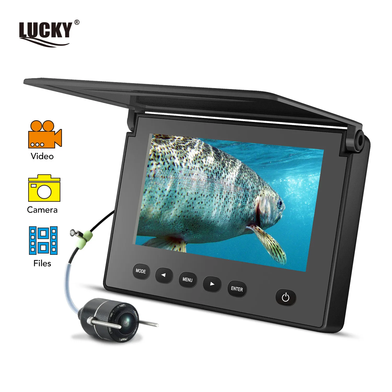 LUCKY Videocamera Subacquea per la Pesca DVR Ricerca Subacquea per Pesci Monitor a infrarossi LED Portatile Videocamera per Pesca Monitor LCD per Kayak da Mare Pesca in Mare 