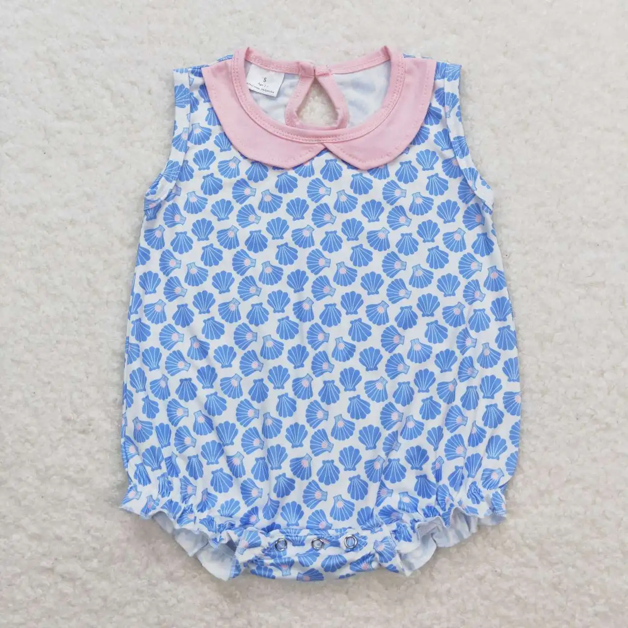 

SR1003 Baby Girls Summer Toddler Clothes Sleeveless Shell Print Kids Boutique Romper