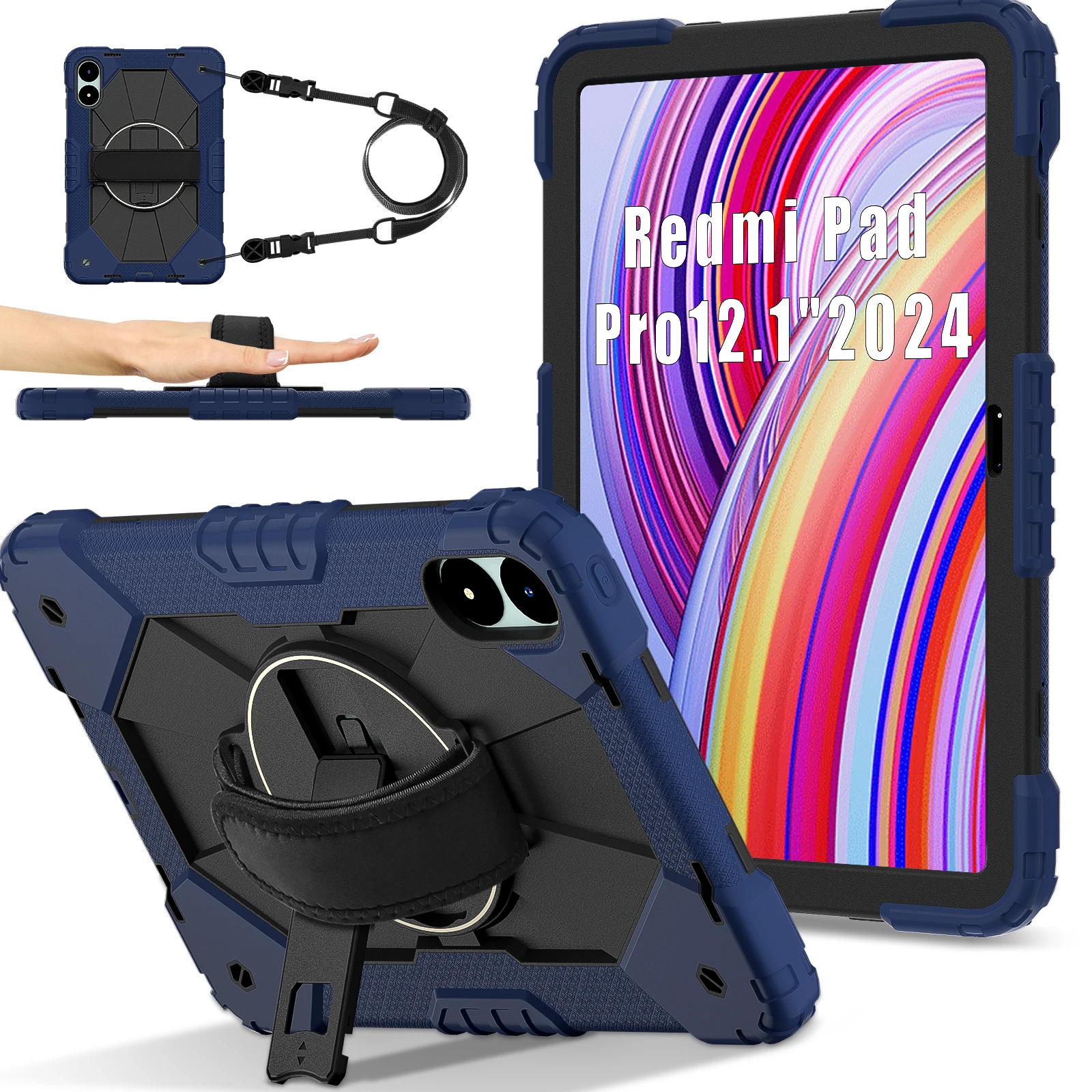 Universal Rotating Stand Case with Hybrid Cover