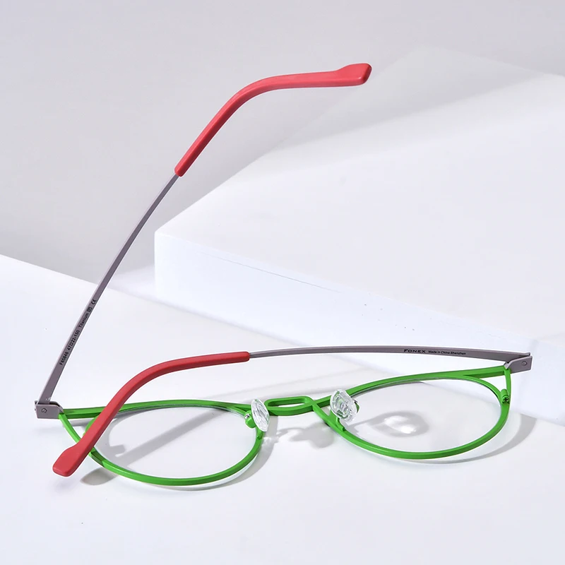FONEX Pure Titanium Glasses Frame Women New Men Fashion Retro Colorful Cat Eye Eyeglasses Butterfly Eyewear F85846