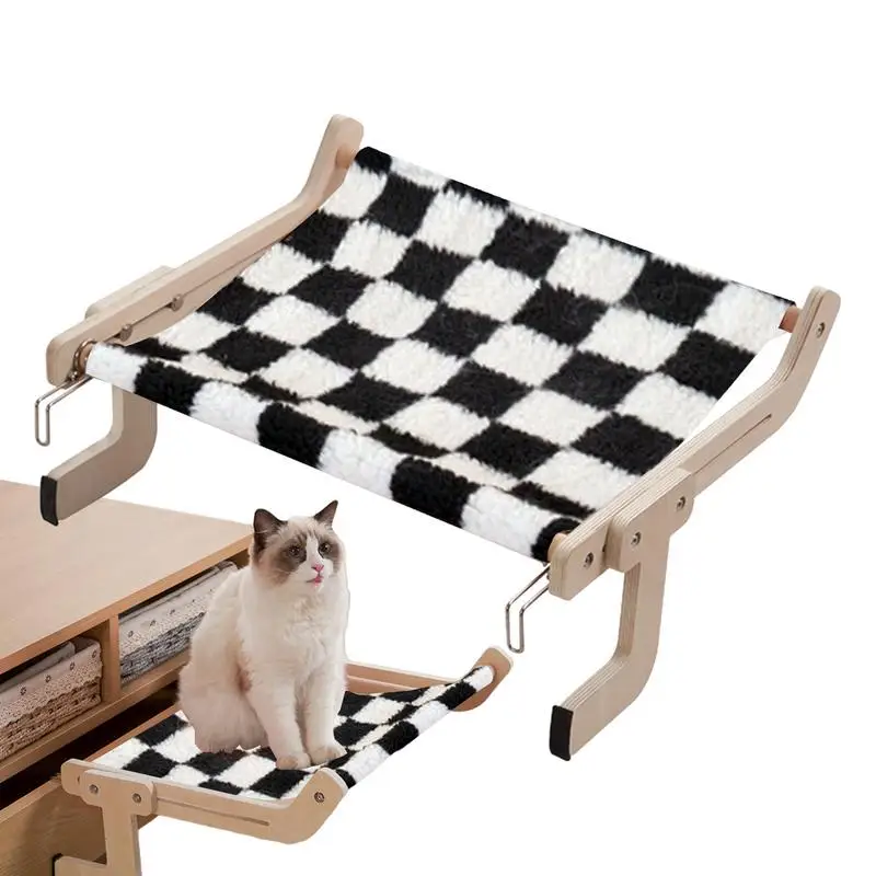 

Подстилка для кошек с окошком, домашняя беспроводная кошачья кровать-гамак, регулируемое деревянное удобное сиденье, товары для домашних животных