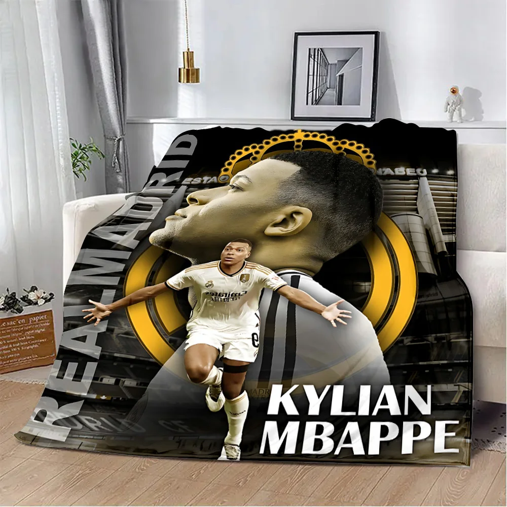 Printed Blanket Picnic Blanket Football K-Kylian Star M-Mbappé  Warm Blanket Soft and Comfortable Home Travel Birthday Gift 2