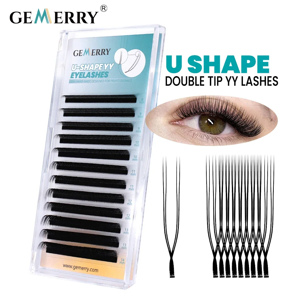 GEMERRY U-Form YY Wimpern C/D 8-14mm Vorgefertigte Fächerwimpern 2D YY U-Spitze Natürliche Wimpern Einfache Anbringung Natürlicher Wimpernverlängerungen