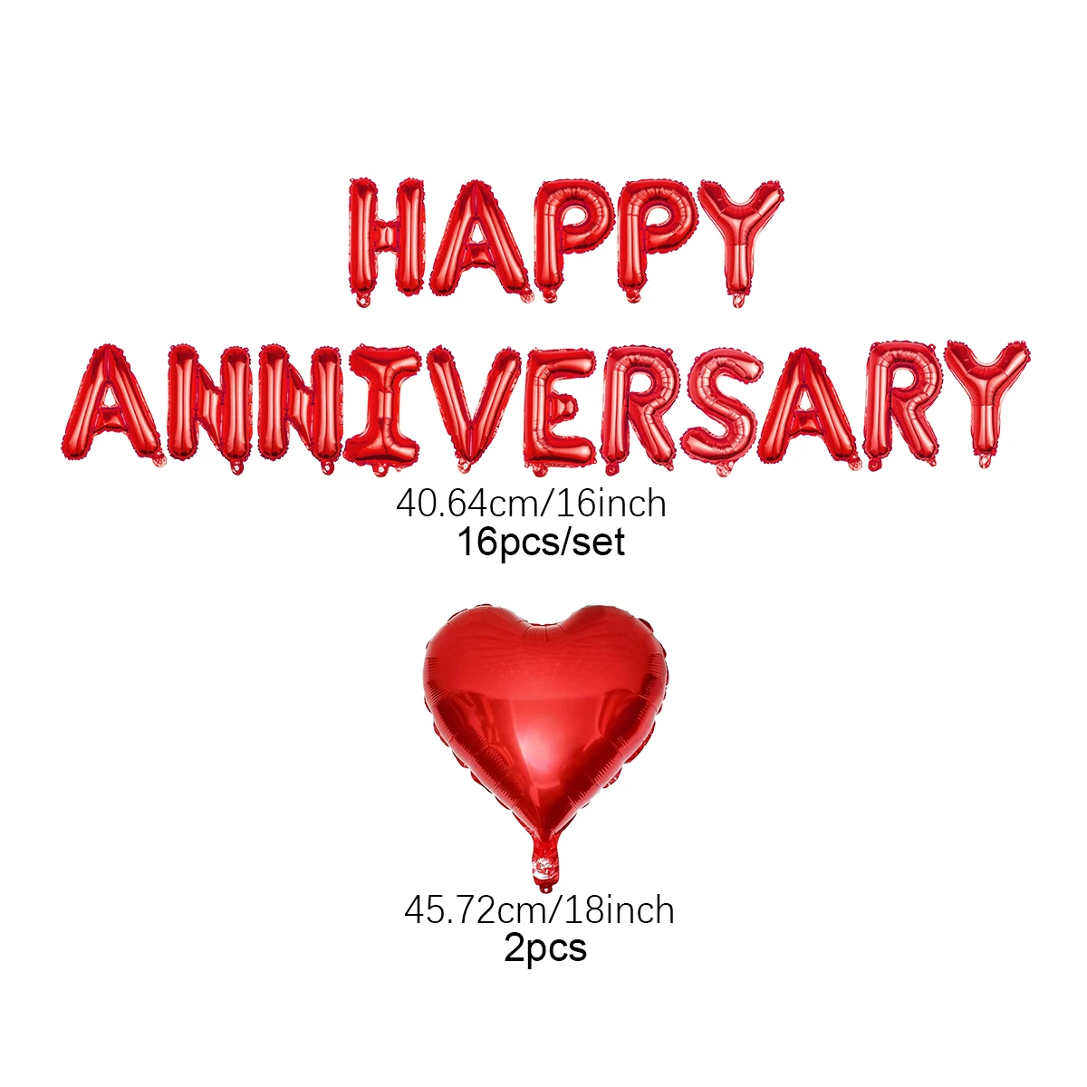 18 Stück dekorative Ballonbanner „Happy Anniversary“, geeignet für Valentinstag, Jahrestag, romantische Heimdekoration – Detail 9