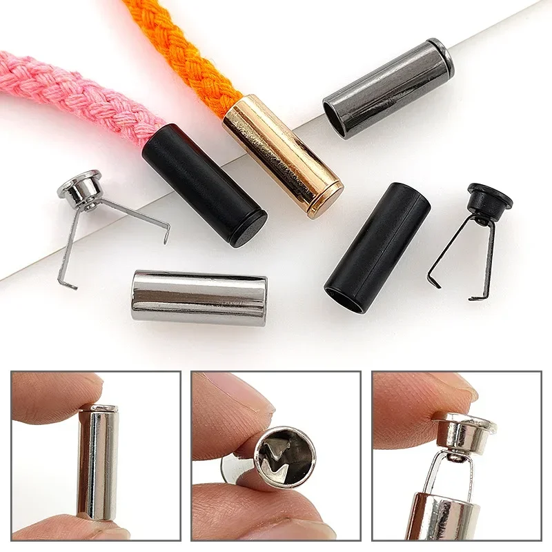 

10 Sets Detachable Stopper With Lid Cap Rectangle Cord Ends Lock Stoppers For Rope Apparel Sportswear Parts Accessories