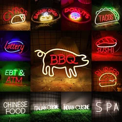 Restaurant Food Neon Sign Light LED SPA Donuts Sushi Lottery Shop Logo Nightlight Decor Shop Room Wall Eating House Business