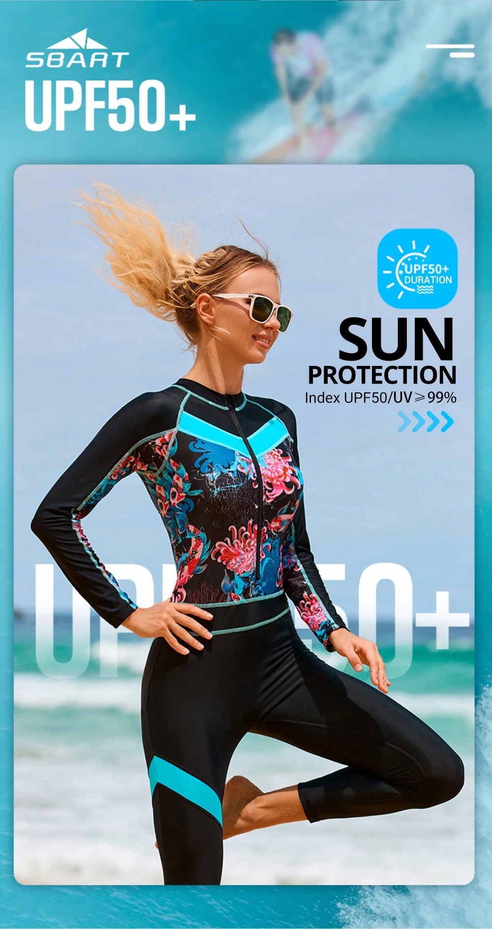 Description Picture 6 of itemWomen Thin Wetsuit Swimwear Female Long Snorkeling Diving Beach Swimsuit Jellyfish Sunscreen Elastic Zipper Swimsuit Rash Guard