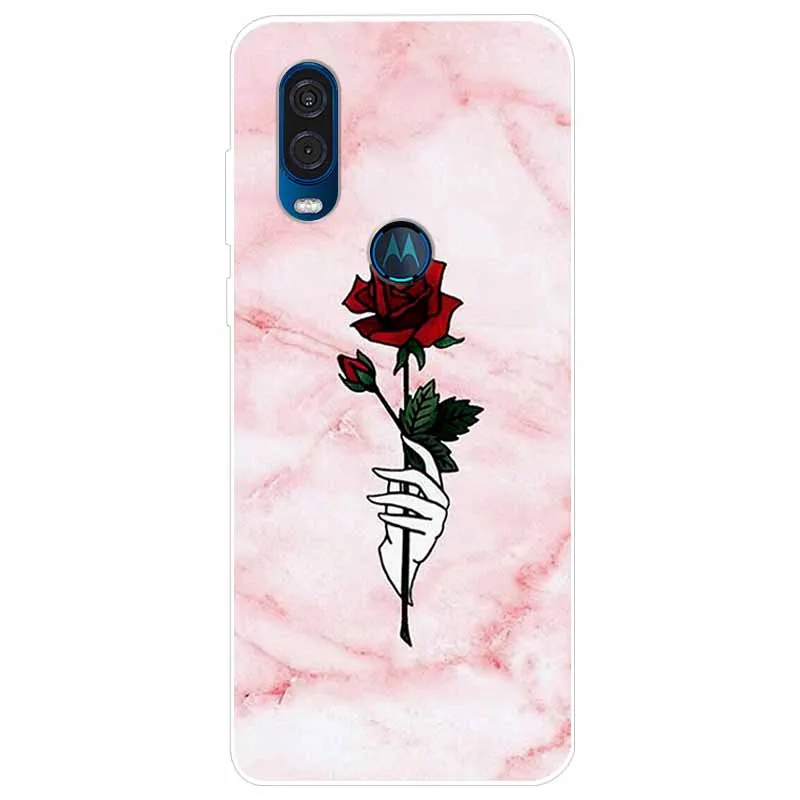 Elegant Marble Design Soft TPU Back Cover for Moto One Vision/Macro/Action