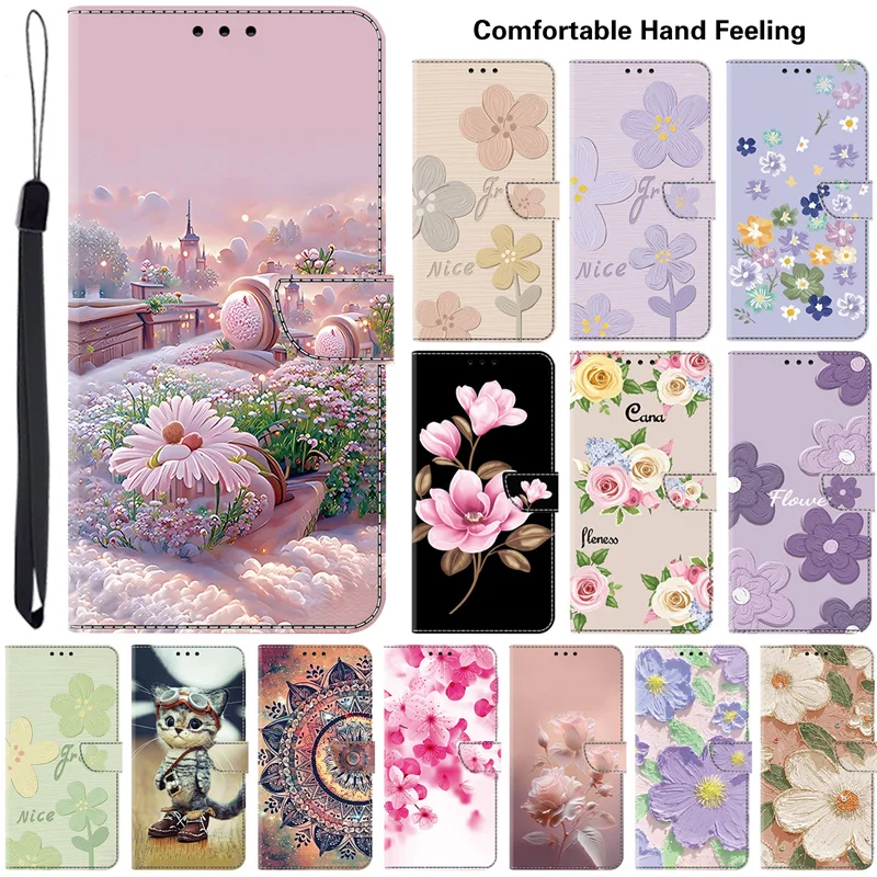 Luxurious 3D Flower Painting Leather Flip Case
