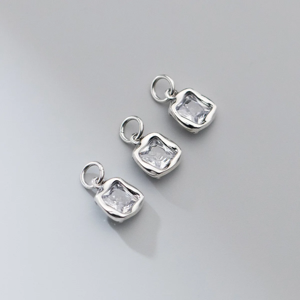Zircon Square 925 Silver Charms Pendant Necklace Accessries Jewelry DIY silver necklace charms pendant necklace silver necklace silver pendant
