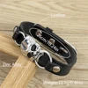 Trend Vintage Black Leather Bracelet Adjustable Size Retro Skull Shape Braceletfor Men's Daily Wear 5