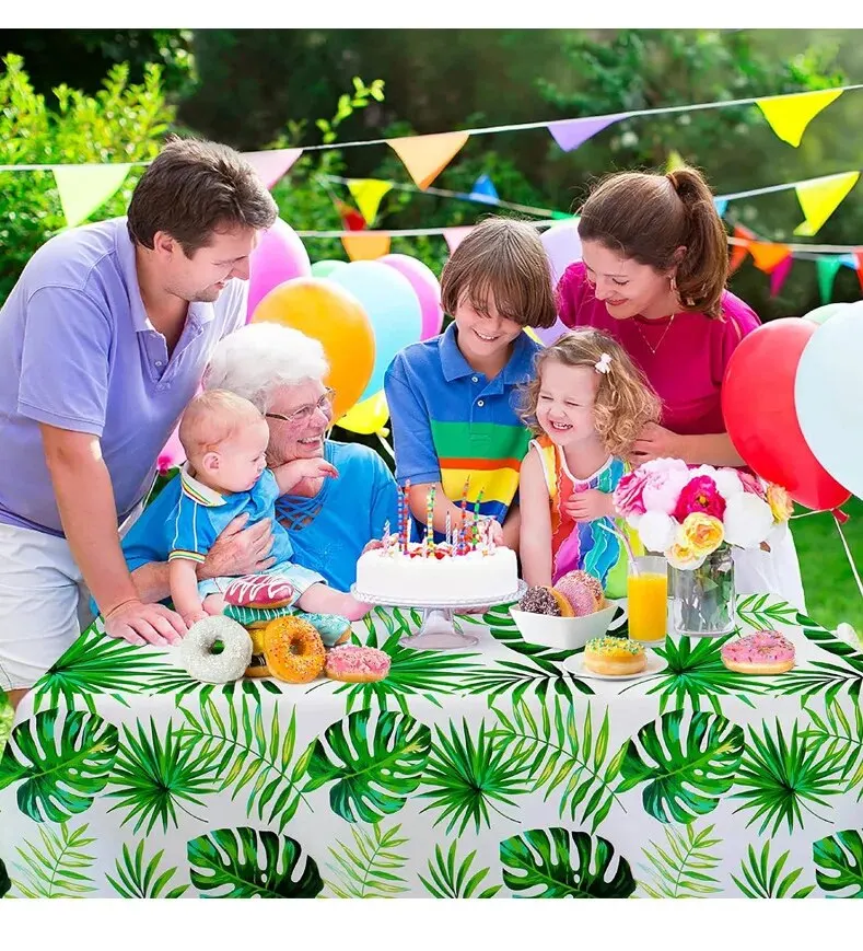 Jungle Palm Leaf Birthday Party Table Cloth Plastic Waterproof and Oil Resistant Table Cloth table cloth rectangular tablecloth disposable tablecloth tarot tablecloth
