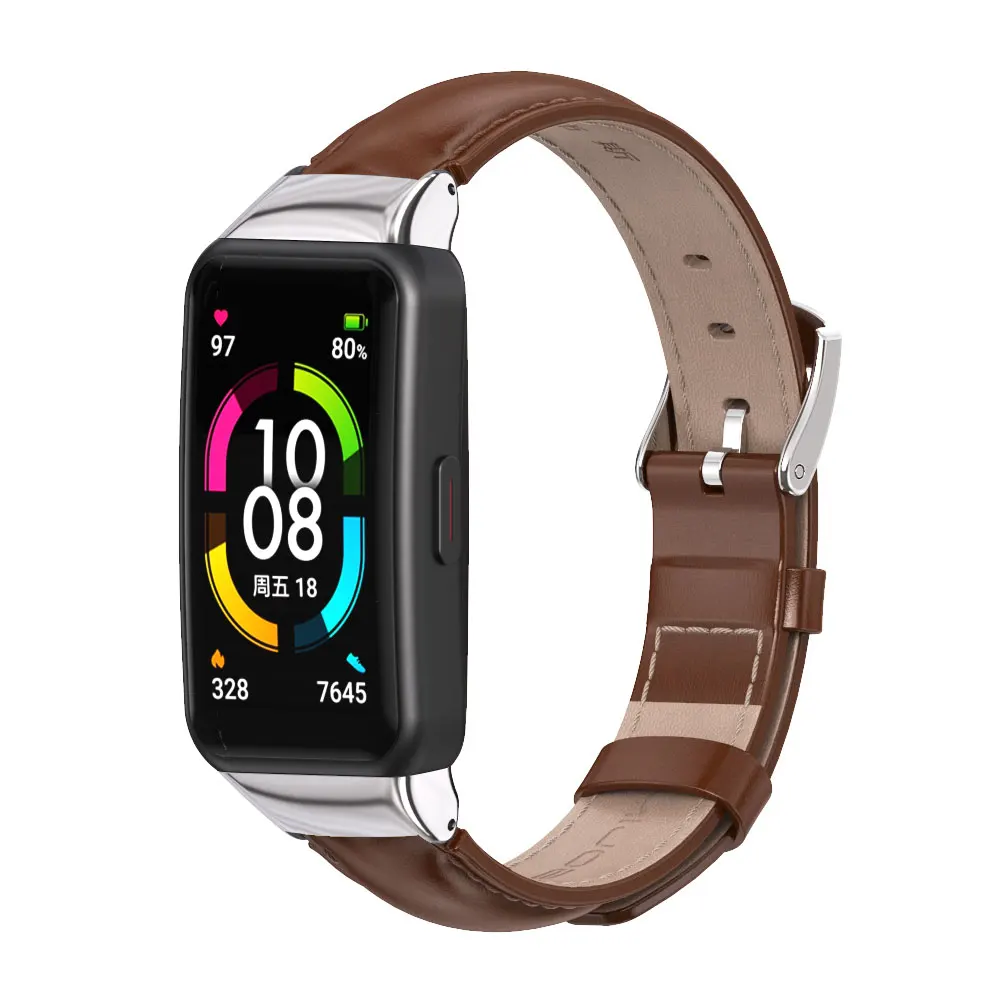 Strap For Huawei Honor Band 6 Genuine Leather Smart Watch Bracelet for Honor 6 Wristband Replacement Strap For Huawei Band 6 005