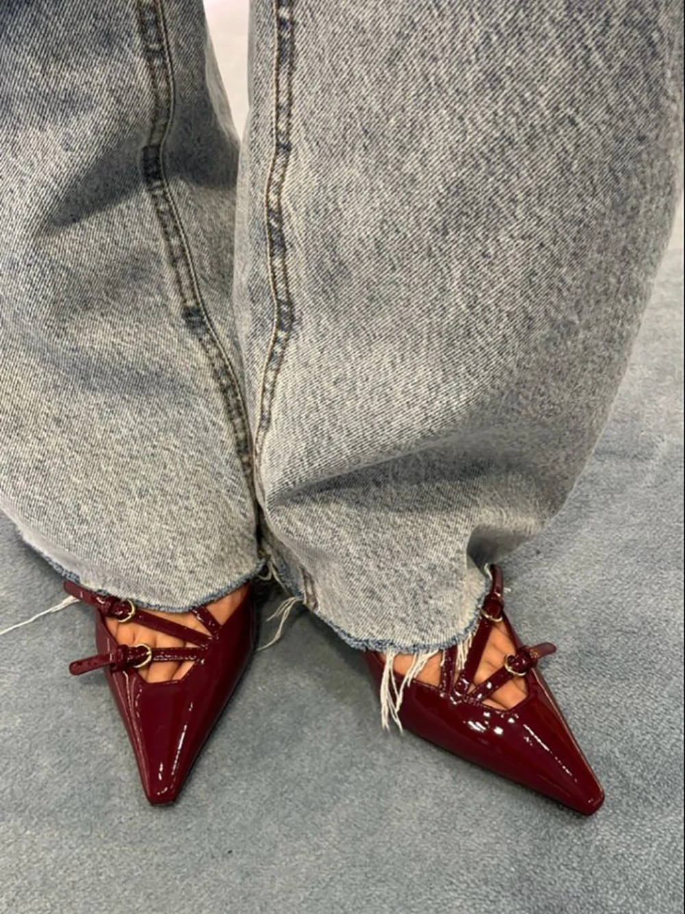 CHMURY Dark Cherry Heels Shoes For Women 2024 Evening Pointed Toe Wine Black Elegant Classy Slingback Pumps Peach Shoes Ladie