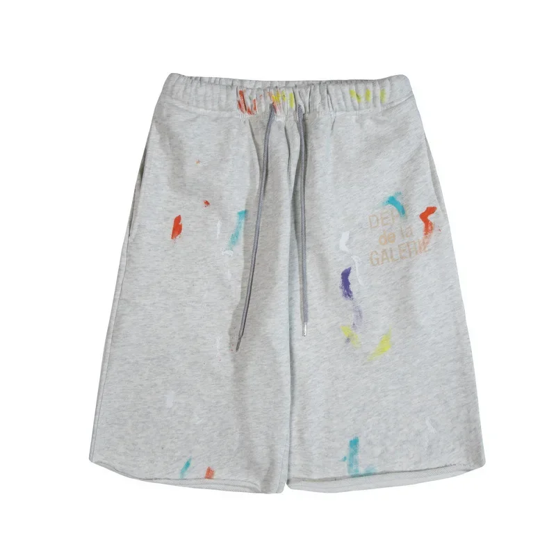 

Hot New GALLERY DEPT Shorts Mens Flocking letter Casual Loose Breathable Elastic Waist Short Pants Unisex Hip Hop Sports Shorts