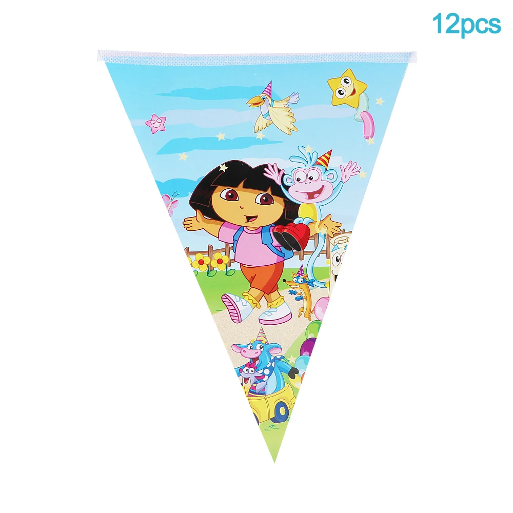 Nette Dora Mädchen Geburtstag Party Einweg Geschirr Set Party Ballon Banner Hintergrund Baby Dusche Pappteller Ballon – Detail 8