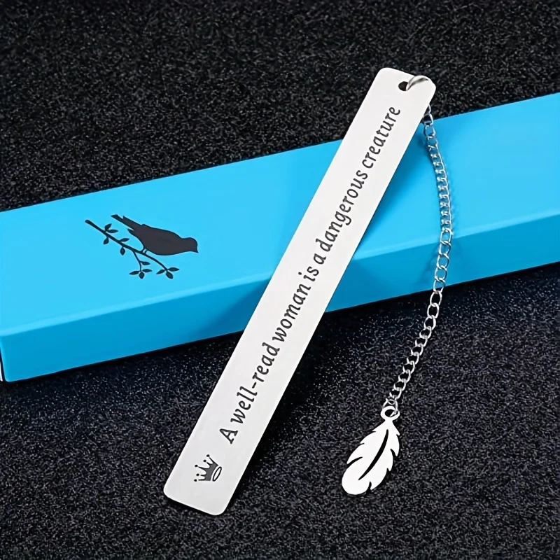 1pc Stainless Steel Lettering Slogan Bookmark for Pages Books Readers