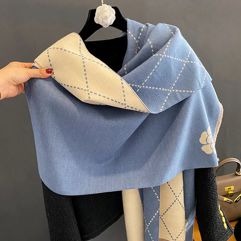 Stylish Scarf Ladies Luxury Shawl Warm 100% Cashmere Elk Classic Tassel Scarf Shawl Dual Purpose Warm Bib Shawl Scarf
