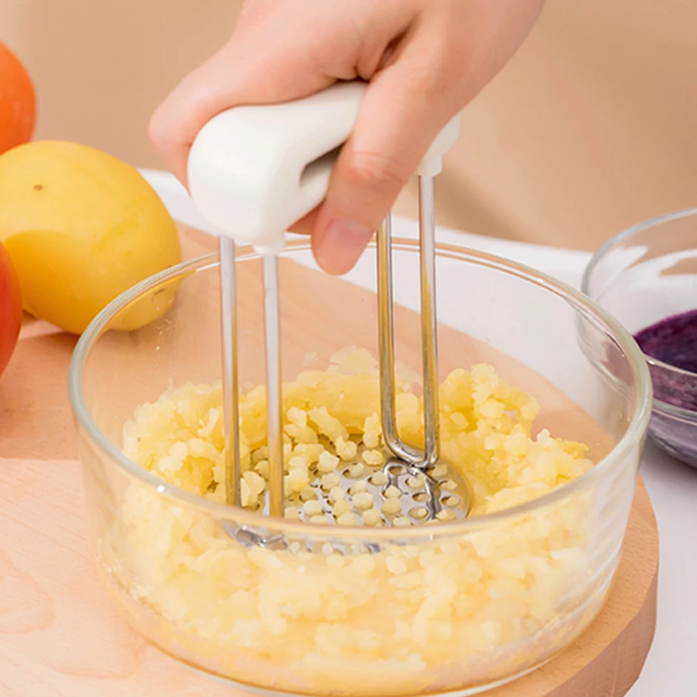 

WHDPETS Potato Masher Stainless Steel Kitchen Masher Purple Potato Tomato Pumpkin Carrot Manual Multifunction Food Processors
