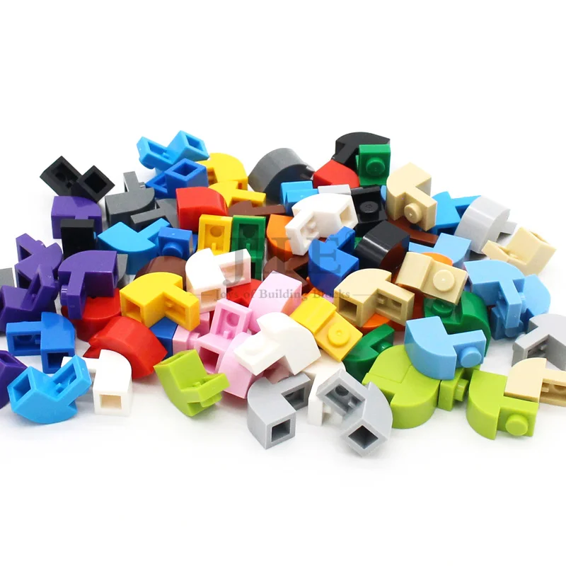 50pcs MOC 빌딩 블록 슬로프 곡선 2x1x1 1/3 Recessed Stud 6091 DIY Enlighten Bricks 호환 조립 입자