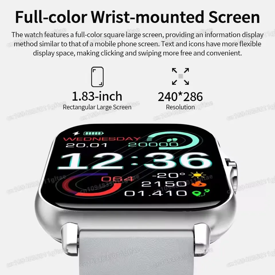 2026 New Smart Watch 2.01” Inch HD Screen Bluetooth Talk Pedometer IP68 Waterproof 123 Sport Modes Man Woman Watch Gift Pk HW12 5