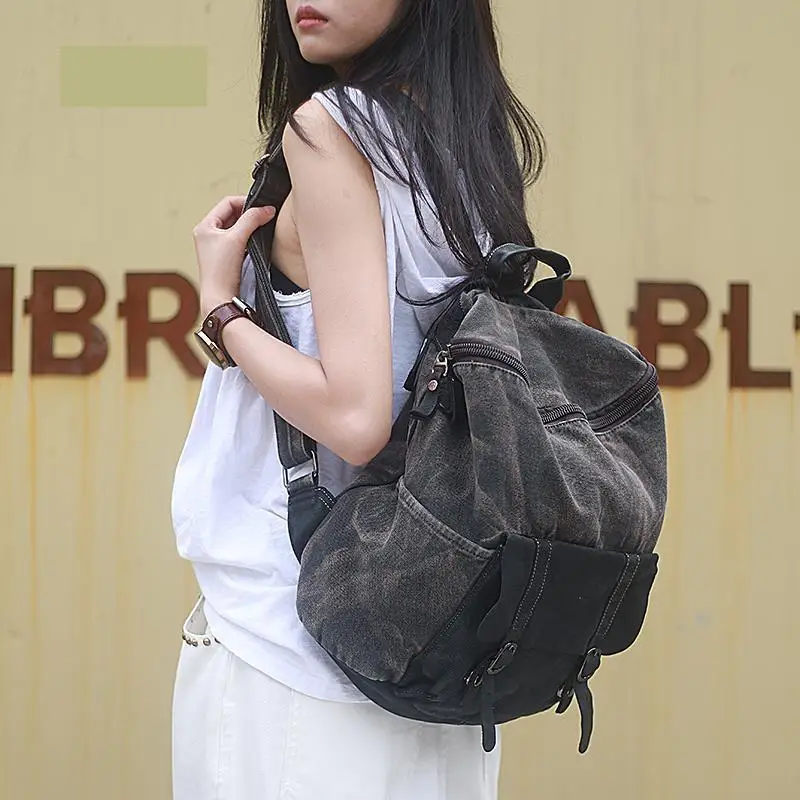 2023 New Fashion Retro Splice Personalized Casual Large Capacity Commuter Travel Durable And Dirty Resistant Backpack For Women