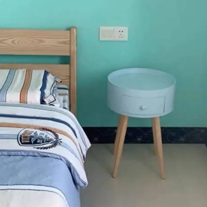 Bedside Cabinet Round Furniture Simple Modern Assembly Bedroom Nordic Style Children&lsquo;s Pink Sofa Side Table Small Circle Tables